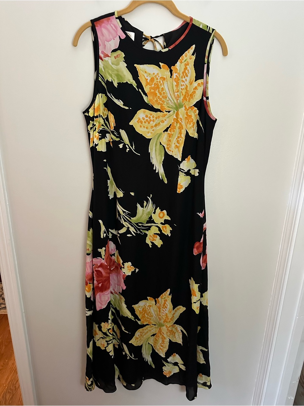 Talbot’s Silk Floral Midi Dress Black Size 10 EUC - Picture 2 of 11